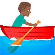 Hombre Remando En Un Bote: Tono De Piel Oscuro Medio JoyPixels 7.0.