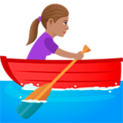 Mujer Remando En Un Bote: Tono De Piel Medio JoyPixels 7.0.