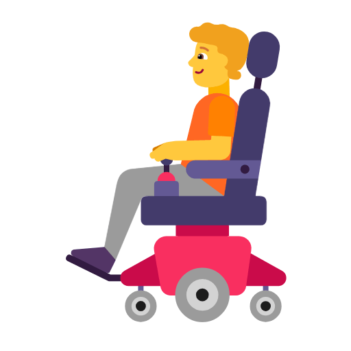 Persona en silla de ruedas motorizada Microsoft Windows 11 23H2.