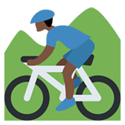Hombre En Bicicleta De Montaña: Tono De Piel Oscuro Twitter Twemoji 14.0.