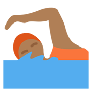 Persona Nadando: Tono De Piel Oscuro Medio Twitter Twemoji 14.0.