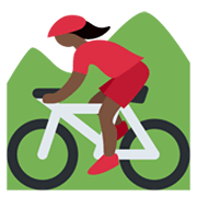 Mujer En Bicicleta De Montaña: Tono De Piel Oscuro Twitter Twemoji 14.0.
