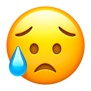 Emoji 😥 Faccina Delusa Ma Sollevata su Apple iOS 10.0.