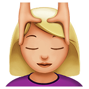 💆🏼 Emoji Persona Recibiendo Masaje: Tono De Piel Claro Medio en Apple iOS 10.0.