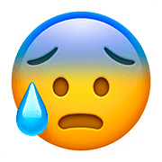 Emoji 😰 Faccina Blu Sudata su Apple iOS 10.0.