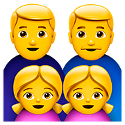 👨‍👨‍👧‍👧 Emoji Familie: Mann, Mann, Mädchen und Mädchen Apple iOS 10.0.