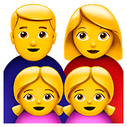 👨‍👩‍👧‍👧 Emoji Familie: Mann, Frau, Mädchen und Mädchen Apple iOS 10.0.