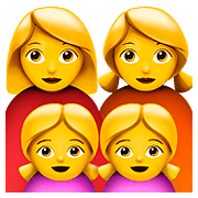👩‍👩‍👧‍👧 Emoji Familie: Frau, Frau, Mädchen und Mädchen Apple iOS 10.0.