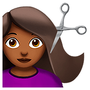 💇🏾 Emoji Pessoa Cortando O Cabelo: Pele Morena Escura na Apple iOS 10.0.