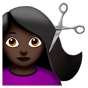 💇🏿 Emoji Pessoa Cortando O Cabelo: Pele Escura na Apple iOS 10.0.