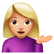 Emoji 💁🏼 Persona Al Punto Informazioni: Carnagione Abbastanza Chiara su Apple iOS 10.0.