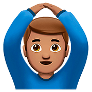 🙆🏽‍♂️ Emoji Mann mit Händen auf dem Kopf: mittlere Hautfarbe Apple iOS 10.0.