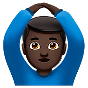 🙆🏿‍♂️ Emoji Mann mit Händen auf dem Kopf: dunkle Hautfarbe Apple iOS 10.0.