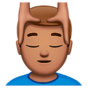 💆🏽‍♂️ Emoji Mann, der eine Kopfmassage bekommt: mittlere Hautfarbe Apple iOS 10.0.