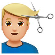 💇🏼‍♂️ Emoji Hombre Cortándose El Pelo: Tono De Piel Claro Medio en Apple iOS 10.0.