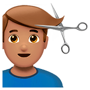 💇🏽‍♂️ Emoji Hombre Cortándose El Pelo: Tono De Piel Medio en Apple iOS 10.0.