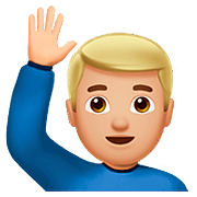 Emoji 🙋🏼‍♂️ Uomo Con Mano Alzata: Carnagione Abbastanza Chiara su Apple iOS 10.0.