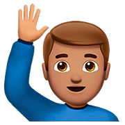 🙋🏽‍♂️ Emoji Hombre Con La Mano Levantada: Tono De Piel Medio en Apple iOS 10.0.
