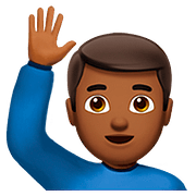 🙋🏾‍♂️ Emoji Homem Levantando A Mão: Pele Morena Escura na Apple iOS 10.0.