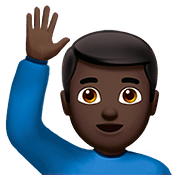 🙋🏿‍♂️ Emoji Hombre Con La Mano Levantada: Tono De Piel Oscuro en Apple iOS 10.0.