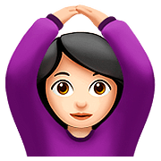 🙆🏻‍♀️ Emoji Frau mit Händen auf dem Kopf: helle Hautfarbe Apple iOS 10.0.
