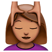 💆🏽‍♀️ Emoji Frau, die eine Kopfmassage bekommt: mittlere Hautfarbe Apple iOS 10.0.