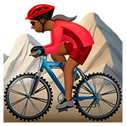 🚵🏾‍♀️ Emoji Mulher Fazendo Mountain Bike: Pele Morena Escura na Apple iOS 10.0.