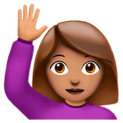 🙋🏽‍♀️ Emoji Frau mit erhobenem Arm: mittlere Hautfarbe Apple iOS 10.0.