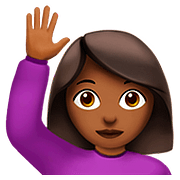 🙋🏾‍♀️ Emoji Frau mit erhobenem Arm: mitteldunkle Hautfarbe Apple iOS 10.0.