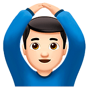 🙆🏻‍♂️ Emoji Mann mit Händen auf dem Kopf: helle Hautfarbe Apple iOS 10.2.