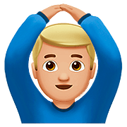 🙆🏼‍♂️ Emoji Mann mit Händen auf dem Kopf: mittelhelle Hautfarbe Apple iOS 10.2.