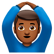 🙆🏾‍♂️ Emoji Mann mit Händen auf dem Kopf: mitteldunkle Hautfarbe Apple iOS 10.2.