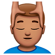 💆🏽‍♂️ Emoji Mann, der eine Kopfmassage bekommt: mittlere Hautfarbe Apple iOS 10.2.