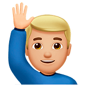 🙋🏼‍♂️ Emoji Mann mit erhobenem Arm: mittelhelle Hautfarbe Apple iOS 10.2.
