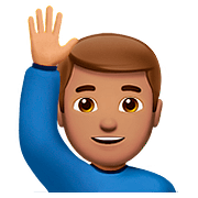 Émoji 🙋🏽‍♂️ Homme Qui Lève La Main : Peau Légèrement Mate sur Apple iOS 10.2.