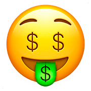 Emoji 🤑 Faccina Avida Di Denaro su Apple iOS 10.2.