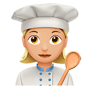 Emoji 👩🏼‍🍳 Cuoca: Carnagione Abbastanza Chiara su Apple iOS 10.3.