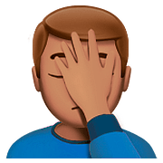 🤦🏽‍♂️ Emoji sich an den Kopf fassender Mann: mittlere Hautfarbe Apple iOS 10.3.
