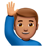 🙋🏽‍♂️ Emoji Hombre Con La Mano Levantada: Tono De Piel Medio en Apple iOS 10.3.