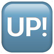 🆙 Emoji Schriftzug „UP!“ im blauen Quadrat Apple iOS 10.3.