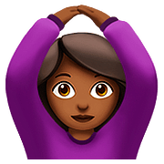 🙆🏾‍♀️ Emoji Frau mit Händen auf dem Kopf: mitteldunkle Hautfarbe Apple iOS 10.3.
