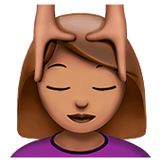 💆🏽‍♀️ Emoji Frau, die eine Kopfmassage bekommt: mittlere Hautfarbe Apple iOS 10.3.