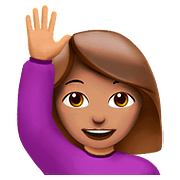 🙋🏽‍♀️ Emoji Frau mit erhobenem Arm: mittlere Hautfarbe Apple iOS 10.3.