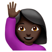 🙋🏿‍♀️ Emoji Frau mit erhobenem Arm: dunkle Hautfarbe Apple iOS 10.3.