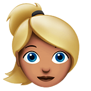 Émoji 👱🏽‍♀️ Femme Blonde : Peau Légèrement Mate sur Apple iOS 11.2.