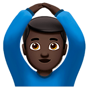 🙆🏿‍♂️ Emoji Mann mit Händen auf dem Kopf: dunkle Hautfarbe Apple iOS 11.2.