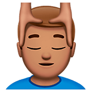 💆🏽‍♂️ Emoji Mann, der eine Kopfmassage bekommt: mittlere Hautfarbe Apple iOS 11.2.