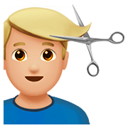 Émoji 💇🏼‍♂️ Homme Qui Se Fait Couper Les Cheveux : Peau Moyennement Claire sur Apple iOS 11.2.