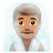 🧖🏽‍♂️ Emoji Homem Na Sauna: Pele Morena na Apple iOS 11.2.