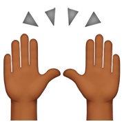 🙌🏾 Emoji Mãos Para Cima: Pele Morena Escura na Apple iOS 11.2.